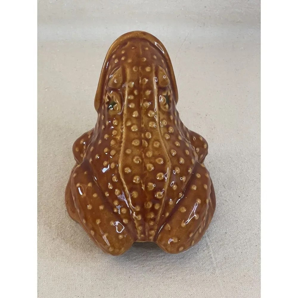 Vintage Italian Frog Coin Bank Mr Toad Pottery Ceramic Majolica Glaze Money Bank